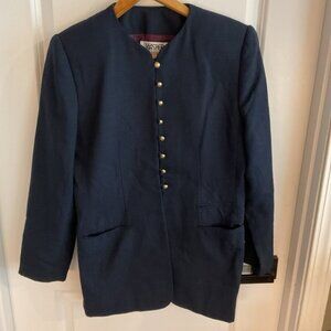 Kasper A.S.L Petite - L/S Button Down Lined Blazer - Navy Blue - Size 4P